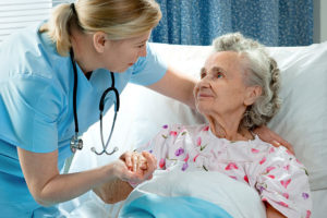 Travel nurse with patient