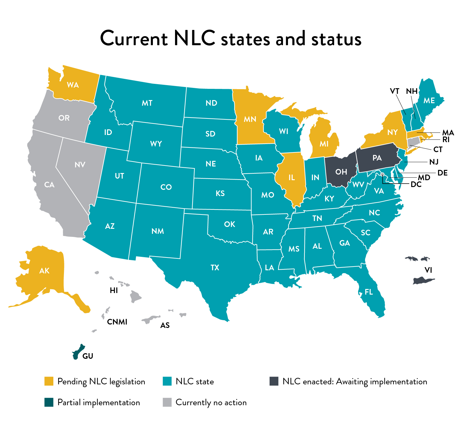 NLC states map as of 10/13/2022